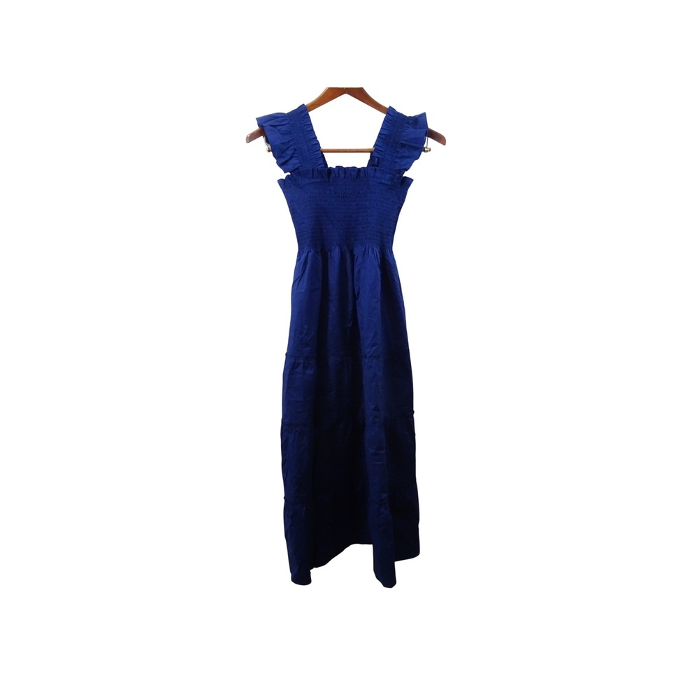 Hill House Home The Ellie Nap Dress Royal Blue Smocked Ruffle Midi Dress XS